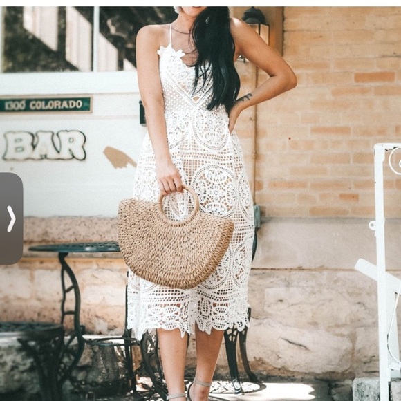 Chicwish White Lace Midi Dress - Picture 1 of 9